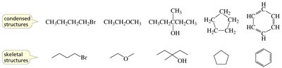 Condensed and skeletal structure examples