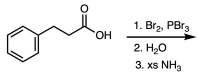 Hell-Volhard-Zelinsky reaction: alpha-bromination and amination to amino acid