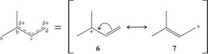 Resonance structure with partial positive charge