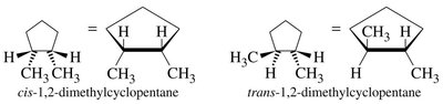 Cis and trans isomers of cycloalkanes
