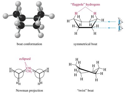 Boat and twist-boat conformations of cyclohexane