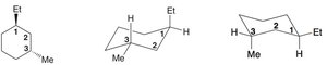 Chair conformations of disubstituted cyclohexane