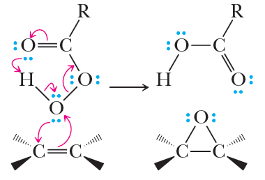 Mechanism of alkene epoxidation with peroxyacid