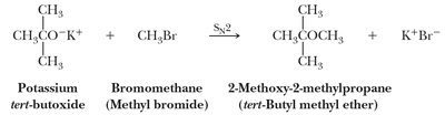 Williamson ether synthesis: potassium tert-butoxide and bromomethane