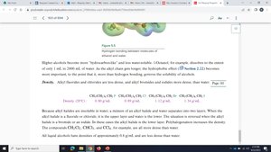 Density and layering of alkyl halides and water