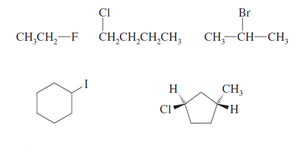 Examples of alkyl halide structures for nomenclature