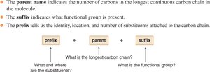 Prefix, parent, and suffix in alkane nomenclature