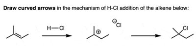 2-butene HCl addition mechanism arrows