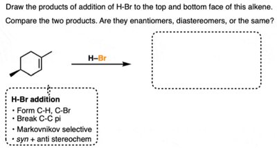 Cyclohexene HBr addition stereochemistry