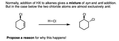 Cyclohexene HCl anti addition