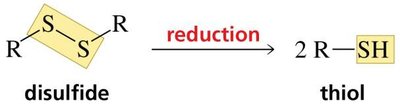 Reduction of disulfide to thiol