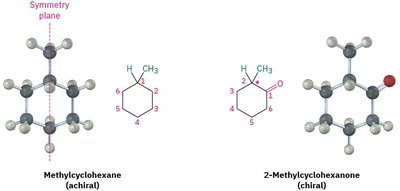 Chirality in methylcyclohexane and 2-methylcyclohexanone