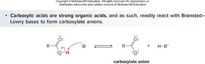 Acid-base reaction of carboxylic acid