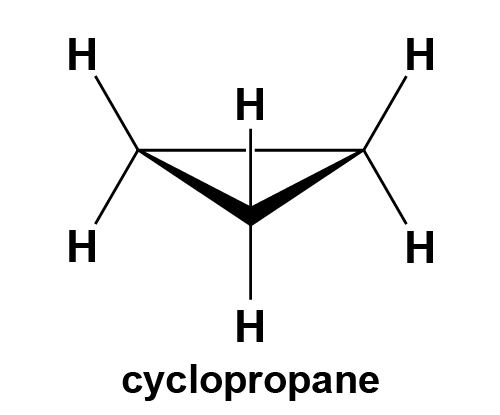 Cyclopropane structure showing angle strain