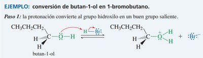 Conversión de butan-1-ol en 1-bromobutano, paso 1