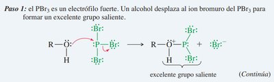 Mecanismo de reacción con PBr3, paso 1