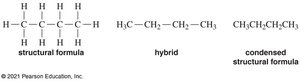 Structural, hybrid, and condensed formulas for an alkane