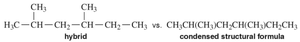 Hybrid and condensed formulas for a branched alkane