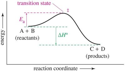 Energy diagram of an exothermic reaction