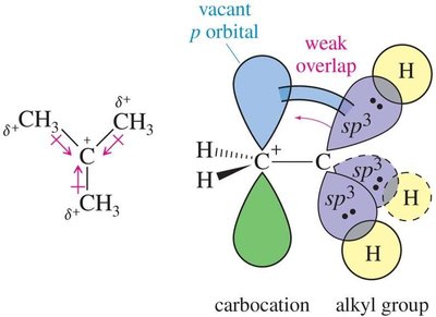 Carbocation stabilization by alkyl groups