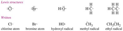 Lewis structures of common free radicals