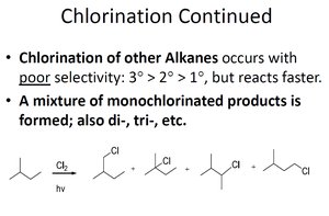 Chlorination of other alkanes