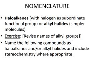 Nomenclature of alkyl halides