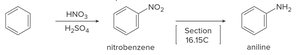 Nitration of benzene and reduction to aniline