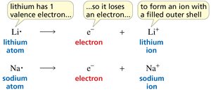 Formation of lithium and sodium ions