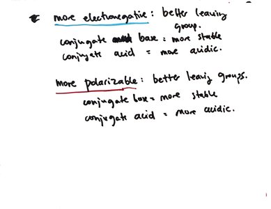 Electronegativity and polarizability effects on leaving groups