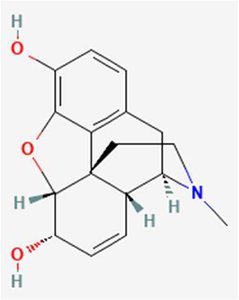 Structure of a complex organic molecule with multiple functional groups highlighted