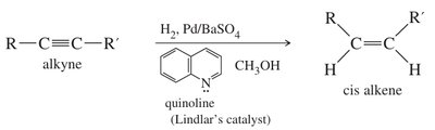 Hydrogenation of alkynes to cis-alkenes with Lindlar's catalyst