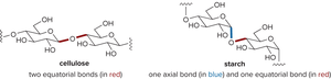 Stereochemistry of starch and cellulose