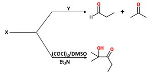 Reaction scheme with two products and reagents