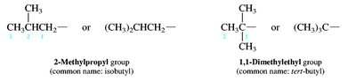 Isobutyl and tert-butyl groups