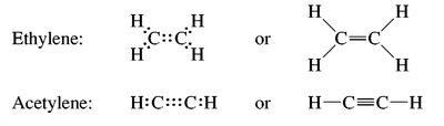 Lewis structures of ethylene and acetylene