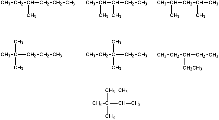 Examples of alkane structures for nomenclature practice