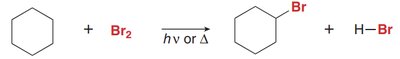 Radical bromination of cyclohexane
