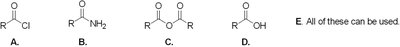 Multiple choice structures for ester synthesis