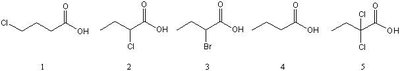 five carboxylic acids with halogen substituents
