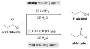 Reduction of acid chlorides with strong and mild reducing agents