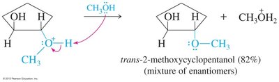 Epoxide opening in alcohol solution: anti addition