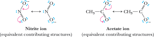Resonance in nitrite and acetate ions