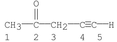 Numbered carbon chain with triple bond