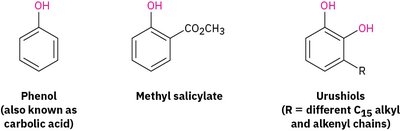 Structures of phenol, methyl salicylate, and urushiols