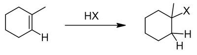 Markovnikov addition to cyclohexene
