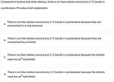 cyclobutane structure and rotation