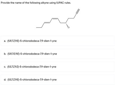 alkyne structure for IUPAC naming
