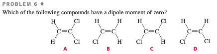Problem 6: Which compounds have a dipole moment of zero?
