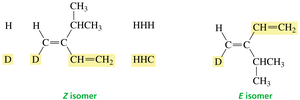 E and Z isomers with isotopic and multiple bond considerations